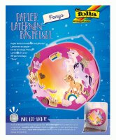 folia 68106 - Laternen-Bastelset, Ponys, inklusive Laternenstab und LED Licht, bunt