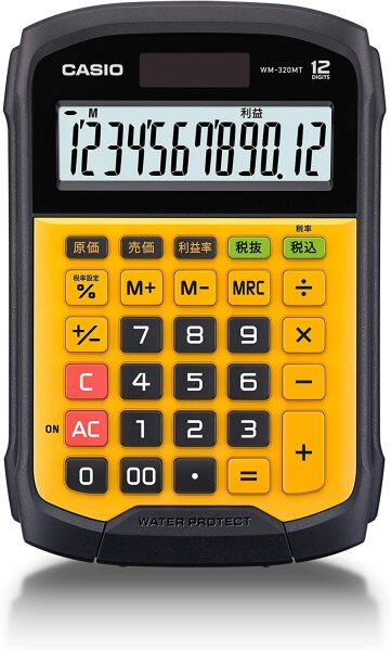 CASIO WM-320MT Tischrechner kompakt spritzwasser-/staubgeschützt, Tastatur abnehmbar + waschbar