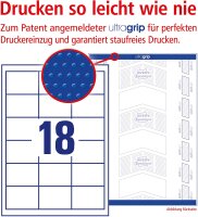 AVERY Zweckform 6171 Adressaufkleber (450 plus 90 Klebeetiketten extra, 64x45mm auf A4, Papier matt, bedruckbare Absenderetiketten, selbstklebende Adressetiketten mit ultragrip) 30 Blatt, weiß