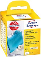 AVERY Zweckform AS0722460 Hängeregisteretiketten selbstklebend, 220 Aufkleber (12 x 50 mm, Kompatibel mit Dymo LabelWriter, entspricht S0722460/99017, permanent haftend) 1 Rolle weiß