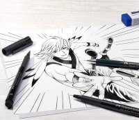 Faber-Castell 167168 - Tuschestift Pitt Artist Pen Manga Kaoiro, mit Pinselspitze in verschiedenen Schreibfarben, 6er Etui