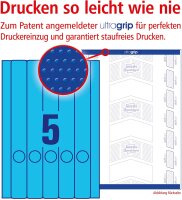 Avery Zweckform L4749-20 Ordnerrücken Etiketten (A4, 100 Rückenschilder, schmal/lang, 38 x 297 mm) 20 Blatt, blau