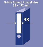 AVERY Zweckform L4760-10 Ordnerrücken Etiketten (70 Rückenschilder mit ultragrip, 38x192 mm auf A4, schmal/kurz, selbstklebende Ordneraufkleber, blickdicht, bedruckbare Ordneretiketten) 10 Blatt, weiß