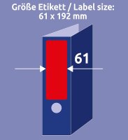 AVERY Zweckform L4766-20 Ordnerrücken Etiketten (mit ultragrip, 61 x 192 mm auf DIN A4, breit/kurz, selbstklebend, blickdicht, bedruckbare Ordneretiketten, 80 Rückenschilder auf 20 Blatt) rot