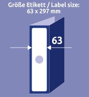 AVERY Zweckform L4757-25 Hängeordner-Etiketten (mit ultragrip, 63 x 297 mm auf DIN A4, blickdicht, selbstklebend, bedruckbare Ordneretiketten, 75 Stück auf 25 Blatt) weiß