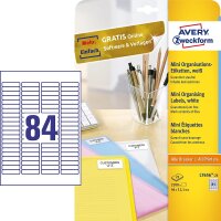 AVERY Zweckform L7656-25 Mini-Organisations-Etiketten (2.100 Stück, 46 x 11,1 mm, 25 Blatt) weiß