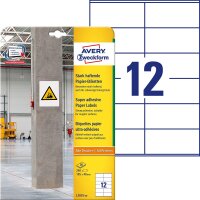 AVERY Zweckform L7875-20 Stark haftende Papieretiketten (A4, 240 Stück, stark haftend, 105 x 48 mm, 20 Blatt) weiß