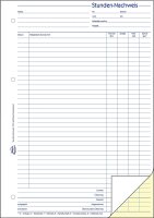 AVERY Zweckform 1773 Stunden-Nachweis (A4, selbstdurchschreibend, von Rechtsexperten geprüft, für Deutschland u. Österreich zur lückenlosen Arbeitszeiterfassung, 2x40 Blatt) weiß/gelb