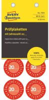 AVERY Zweckform 80 Stück Prüfplaketten 20xx (mit Jahreszahl zum selber eintragen, widerstandsfähig, stark selbstklebend, Ø30 mm, Prüfaufkleber, beschriftbare Prüfsiegel aus Vinyl-Klebefolie) 7901 rot