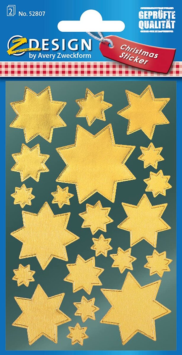 AVERY Zweckform 52807 Aufkleber Weihnachten 42 goldene Sterne (Weihna, 2,99  €