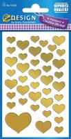 AVERY Zweckform 53282 Folien-Sticker gold Herzen 78 Aufkleber (Deko, Goldfolie, selbstklebend, Scrapbooking, Bullet Journal, Geburtstag, Hochzeit, Valentinstag, Karten, Fotoalbum, Gästebuch, Liebe)