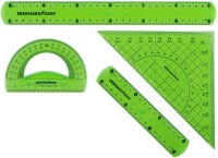 Eberhard Faber 570005 - Geometrie-Set mit 2 Linealen (ca. 15 cm und ca. 30 cm lang), Winkelmesser und Geodreieck ca. 22 cm lang, aus Kunststoff, sehr bruchsicher, ideal für Schule, Freizeit und Büro