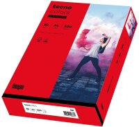 inapa farbiges Druckerpapier, buntes Papier tecno Colors: 80 g/m², A4, 500 Blatt, intensivrot