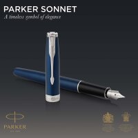 Parker Sonnet Füller | Blaue Lackierung | Füllfederhalter Mittlere Spitze | Geschenkbox