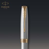 Parker Sonnet Füller | Edelstahl mit Goldzierteilen | Füllfederhalter Feine Spitze | Geschenkbox