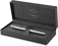 Parker Sonnet Füller | Edelstahl mit Palladiumzierteilen | Füllfederhalter Feine Spitze | Geschenkbox