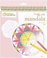 Avenue Mandarine GY027O Malbuch Graffy Pop Mandala, Zeichenpapier 250g, vorgestanzte Formen, 12 Motive wiederholen sich jeweils dreimal, ideal für Kinder ab 6 Jahren, 1 Stück, Rosa