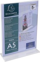 Exacompta 85158D Tischaufsteller DIN A5 T-Form Hoch, transparent und robust, 1 Stück