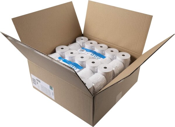 Exacompta 44829E 50er Pack Thermopapierrollen 1-lagig, Breite: 80mm, Länge 80m, Durchmesser Kern: 12mm 44g/m² Thermorolle für Kassen Kassenrolle