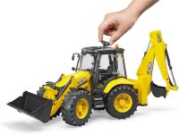 bruder 02454 - JCB 5CX eco Baggerlader - 1:16 Baustelle Baufahrzeug Löffelbagger Heckbagger Arbeiter bworld Baumaschine Spielzeug