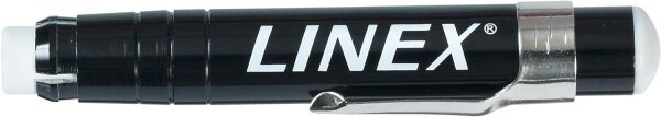 Linex Kreidehalter, für runde Kreiden bis 10 mm Durchmesser, mit Befestigungsclip, aus Metall, schwarz