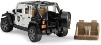 bruder 02526 - Jeep Wrangler Unlimited Rubicon Polizei Fahrzeug mit Polizist & Ausstattung, Light & Sound Modul - 1:16 Jeep Pick-up Geländewagen bworld Wachtmeister Spielzeug Rettungsfahrzeug