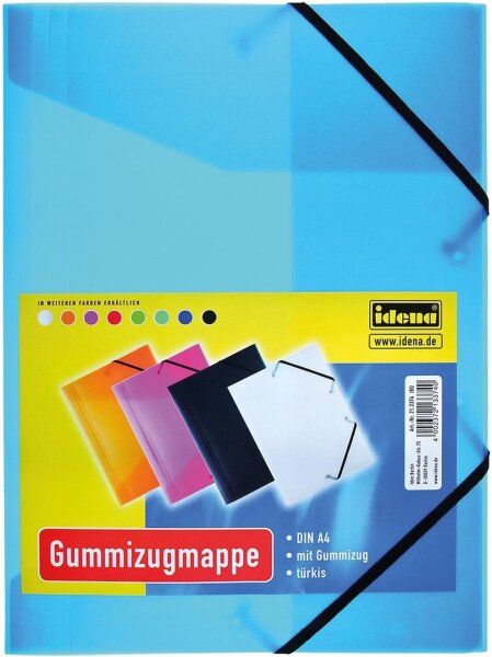 Idena 213374 - Sammelmappe mit Gummizug für DIN A4, aus Polypropylen, transluzent türkis, 1 Stück