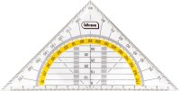 Idena 602035 - Geometrie-Dreieck aus Kunststoff mit Lineal und Winkelmesser, transparent, zum Zeichnen und Messen