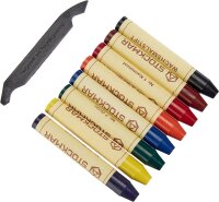 Stockmar Stockmar Wachsmalstifte (8 Stifte, wasserfest, papergewickelt, aus Bienenwachs, im Blechetui), 1 - Pack, bunt