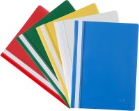 Idena 307007 - Schnellhefter für DIN A4, aus Kunststoff, 10 Stück, 5 Farben, 2 x blau/weiß/gelb/grün/rot