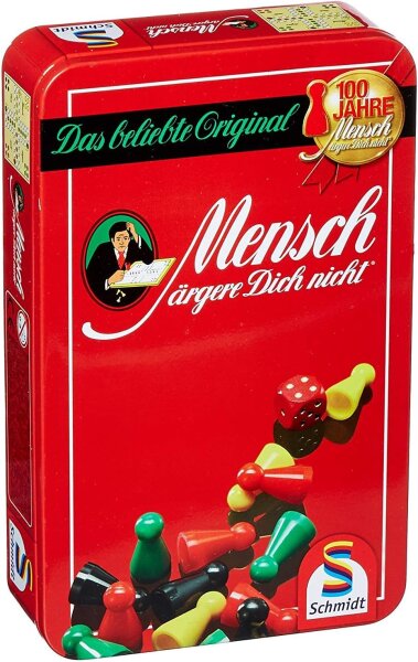 Schmidt Spiele 51204 Mensch ärgere Dich Nicht, Bring Mich mit Spiel in der Metalldose, Bunt