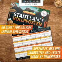 DENKRIESEN Stadt Land Vollpfosten® A4 – Urlaubs Edition | Ab 9 Jahren | Stadt Land Fluss | Familienspiel