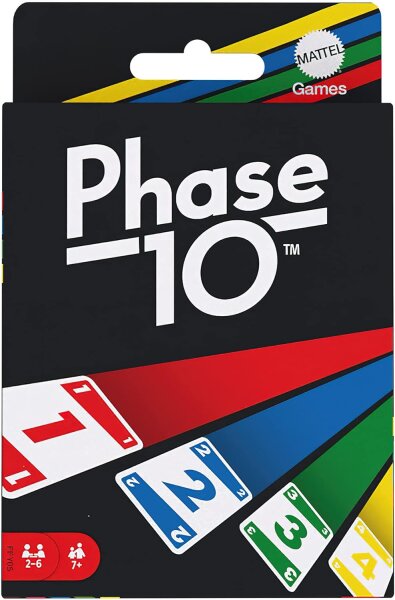 Mattel Games Phase 10 Kartenspiel für die Familie, Deutsche Version, von den UNO-Machern, Rommé-ähnlich, Perfekt als Kinderspiel, Reisespiel oder Spiel für Erwachsene, für 2-6 Spieler, FPW38