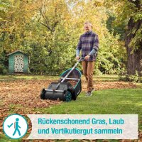 Gardena Laub- und Rasensammler: Kehrmaschine für den Garten, mit entnehmbarem Fangsack, rotierendes Bürstensystem, ergonomischer Griff, geräuscharm (3565-20)