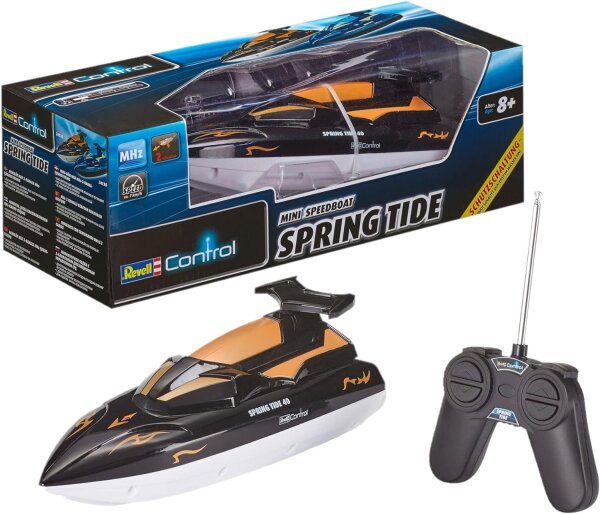 Revell Control 24136 Spring Tide I Ferngesteuertes RC Boot I für Kinder und Erwachsene ab 8 Jahren I Mit LI-ION Akku für Stundenlangen Spaß I GHz Fernsteuerung I Ideal für Einsteiger