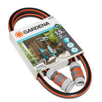 Gardena Anschlussgarnitur Comfort FLEX 13 mm (1/2 Zoll), 1,5 m: Schlauchadapter zum Anschluss des Schlauchwagens, hochwertiger Schlauch mit Schnellkupplungen & Hahnstück, 25 bar Berstdruck (18040-20)