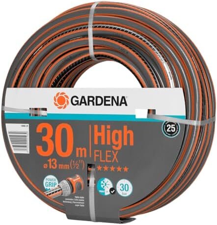 Gardena Comfort HighFLEX Schlauch 13 mm (1/2 Zoll), 30 m: Gartenschlauch mit Power-Grip-Profil, 30 bar Berstdruck, formstabil, UV-beständig (18066-20) schwarz