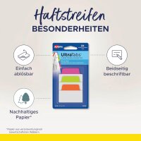 AVERY Zweckform Art. 74754 Haftstreifen transparent/bunt (24 Haftnotizen, 50,8x38,1mm, beschreibbare Index Tabs Folie, Post it, ablösbare Klebezettel, Page Marker, Sticky Notes, Klebemarkierungen)