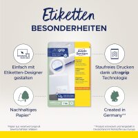 AVERY Zweckform 6136 Adressaufkleber (350 plus 70 Klebeetiketten extra, 105x42,3mm auf A4, Papier matt, bedruckbare Absenderetiketten, selbstklebende Adressetiketten mit ultragrip) 30 Blatt, weiß