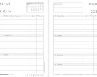 Chronoplan 50825 Buchkalender Kalendarium 2025 (Terminplaner A6 (95x145mm) Hardcover aus hochwertigem Lederimitat, Wochenplaner, 1 Woche auf 2 Seiten, inkl. Magnetverschluss, Stiftehalter) schwarz