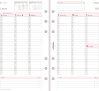 Chronoplan 50545 Kalendereinlage 2025 (Wochenplan Midi (96x172mm) Ersatzkalendarium für Terminplaner, ideal für detaillierte Wochenplanung, 1 Woche auf 2 Seiten in Spalten, mit Universallochung) weiß