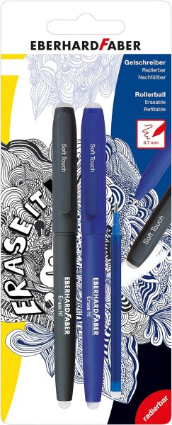 Eberhard Faber 582103 - Gelschreiber radierbar, Erase It, 2 Gelroller inkl. Ersatzmine