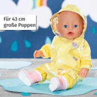 BABY born Deluxe Regen-Oufit mit Regenmantel, Regenhose und Gummistiefeln für 43 cm Puppen, 836460 Zapf Creation