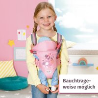 BABY born Babytrage, Puppentrage für Kinder mit 2 Blickrichtungen und verstellbarem Gurt in rosa und grau für 36 und 43 cm Puppen geeignet, 832462 Zapf Creation