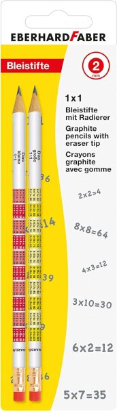 Eberhard Faber 511898 - Rechenbleistift Einmaleins, mit Gummitip, 2er Set