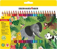 Eberhard Faber 511425 - Buntstifte Set Colori, 24 Jumbo Buntstifte in ergonomischer Dreikant Form