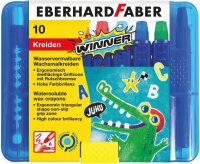 Eberhard Faber 521110 - Wachsmalkreide Winner, wasservermalbar, 10 Wachsmalstifte in praktischer Kunststoffbox