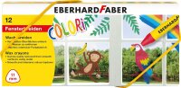 Eberhard Faber 524112 - Fensterkreide Set, 12 Wachsmalstifte für Fenster und Papier, auf glatten Oberflächen mit Wasser abwaschbar