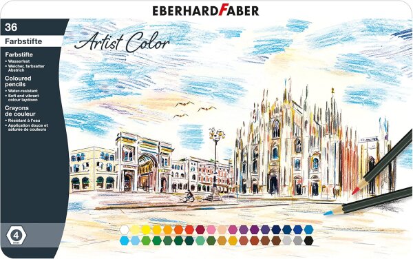 Eberhard Faber 516136 - Buntstifte Set Artist Color, 36 Farbstifte im Metalletui