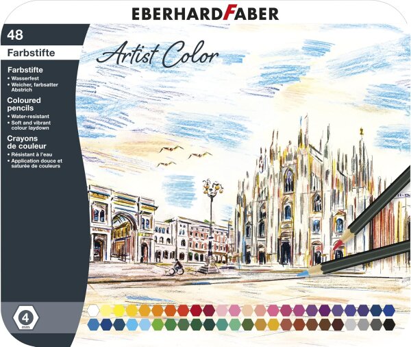 Eberhard Faber 516148 - Buntstifte Set Artist Color, 48 Farbstifte im Metalletui